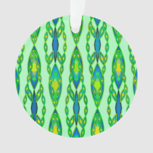 Tribal Batik - Mint, Emerald Green and Blue Ornament