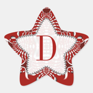 Tribal Batik Monogram Red Star Sticker