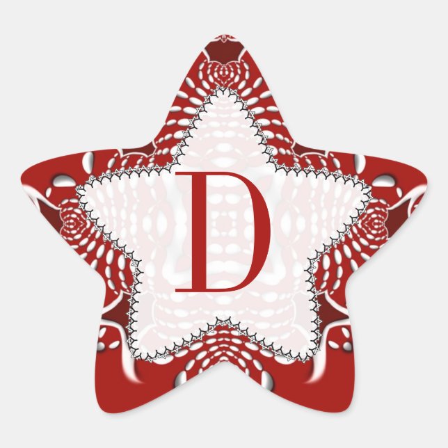 Tribal Batik Monogram Red Star Sticker (Front)