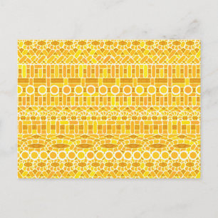 Tribal Batik - mustard gold and orange Postcard