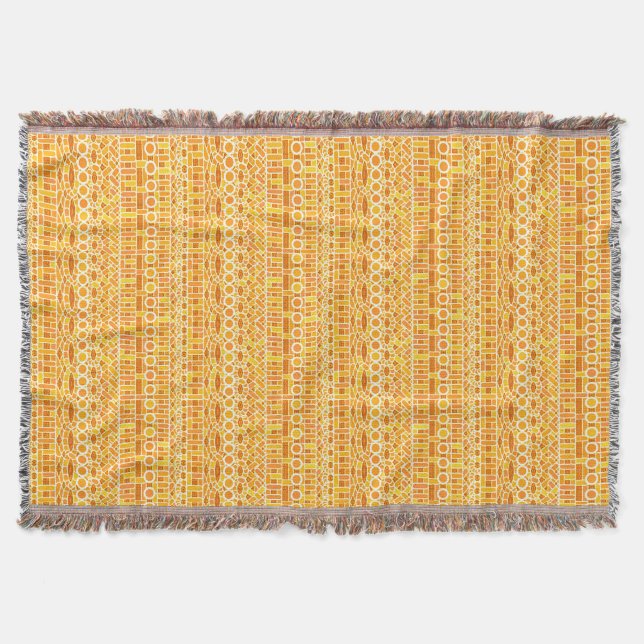 Tribal Batik - mustard gold and orange Throw Blanket (Front)