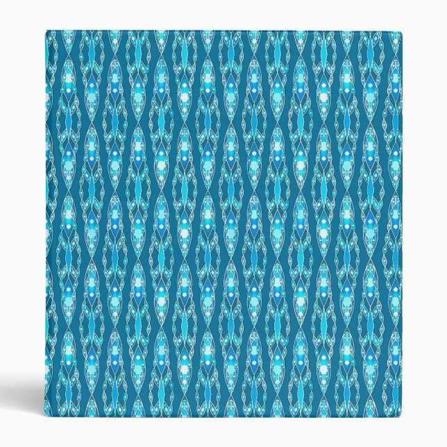 Tribal Batik - Ocean Blue and Aqua Binder (Front)
