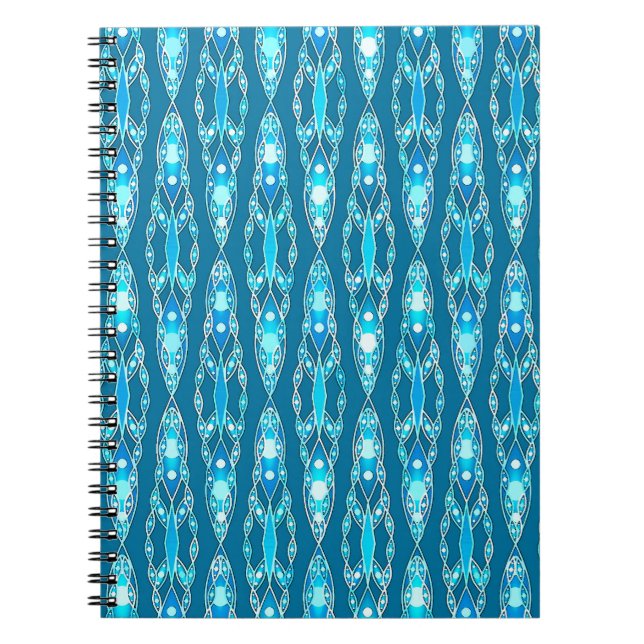 Tribal Batik - Ocean Blue and Aqua Notebook (Front)