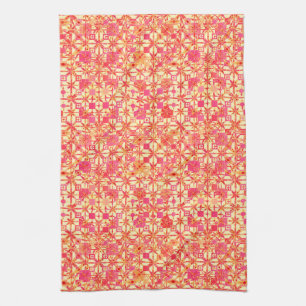 Tribal Batik - orange, coral pink and fuchsia Kitchen Towel