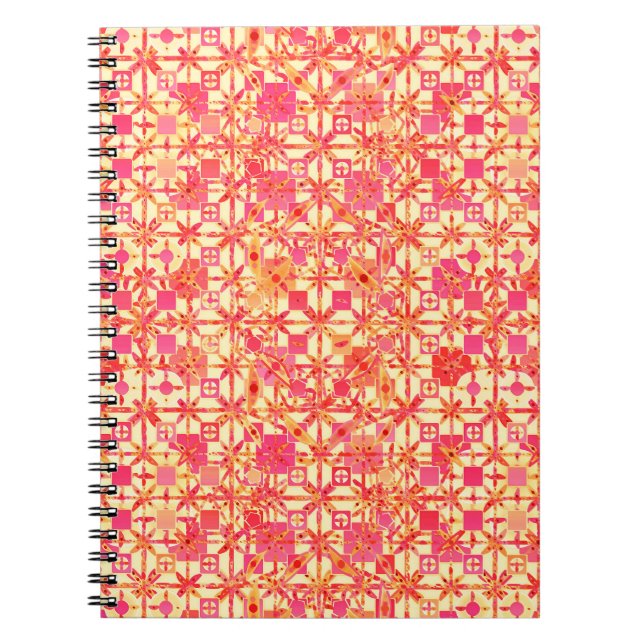 Tribal Batik - orange, coral pink and fuchsia Notebook (Front)