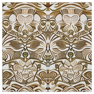 Tribal Batik Pattern in Coffee Brown and Beige Fabric