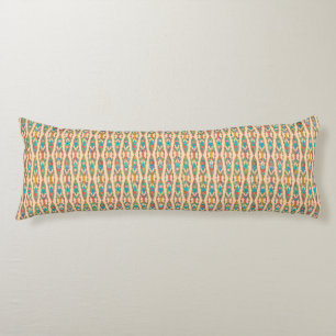 Tribal Batik - Peach Pink and Turquoise Body Pillow