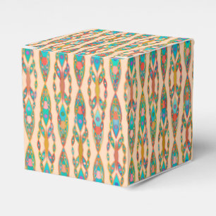 Tribal Batik - Peach Pink and Turquoise Favor Box