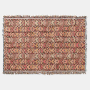 Tribal Batik Print, Brown, Rust and Earth Tones Throw Blanket