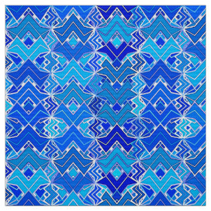 Tribal Batik Print, Cobalt and Cerulean Blue Fabric