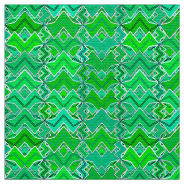 Tribal Batik Print, Jade Green and Lime Green Fabric (Swatch)