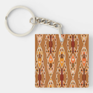 Tribal Batik - Rust, Terracotta and Beige Keychain