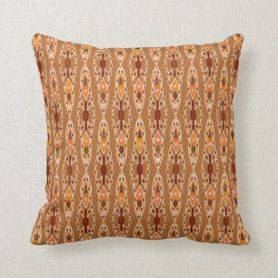 Tribal Batik - Rust, Terracotta and Beige Throw Pillow