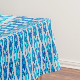 Tribal Batik - Sapphire Blue and Silver Grey Tablecloth