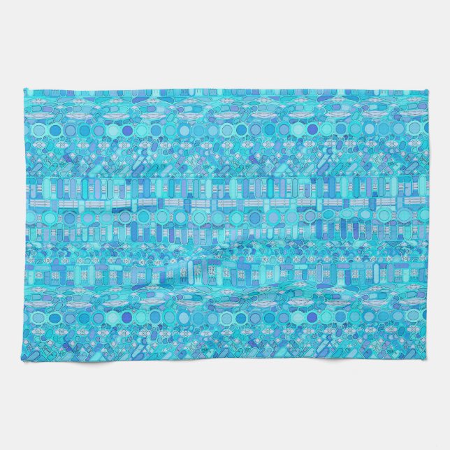 Tribal Batik - shades of blue Kitchen Towel (Horizontal)