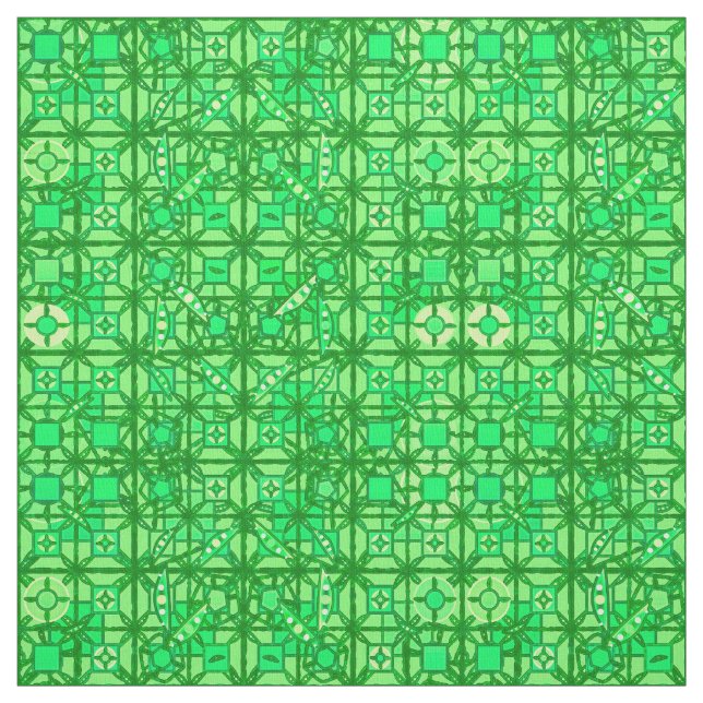 Tribal Batik - shades of emerald green Fabric (Swatch)