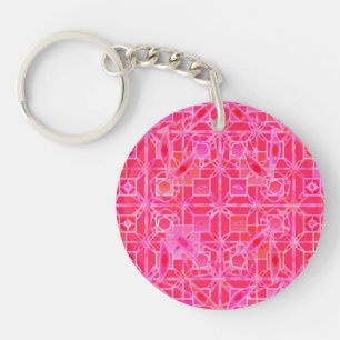 Tribal Batik - shades of fuchsia pink Keychain