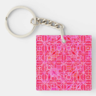Tribal Batik - shades of fuchsia pink Keychain