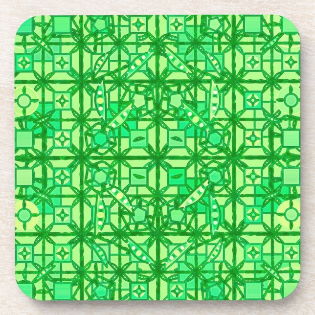 Tribal Batik - shades of green Coaster (Front)