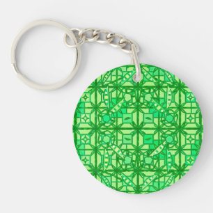 Tribal Batik - shades of green Keychain