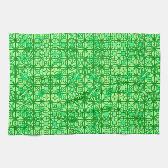 Tribal Batik - shades of green Kitchen Towel (Horizontal)