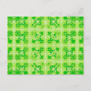 Tribal Batik - shades of lime green Postcard