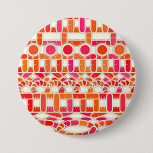 Tribal Batik - shades of orange and pink 3 Inch Round Button