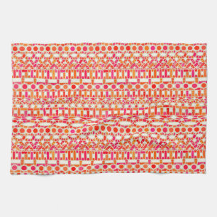 Tribal Batik - shades of orange and pink Kitchen Towel