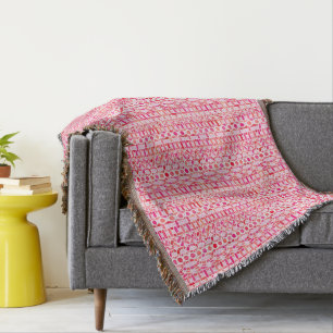 Tribal Batik - shades of pink and coral Throw Blanket
