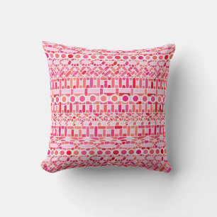 Tribal Batik - shades of pink and coral Throw Pillow