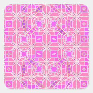 Tribal Batik - shades of pink and orchid Square Sticker