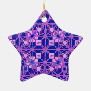 Tribal Batik - shades of purple Ceramic Ornament