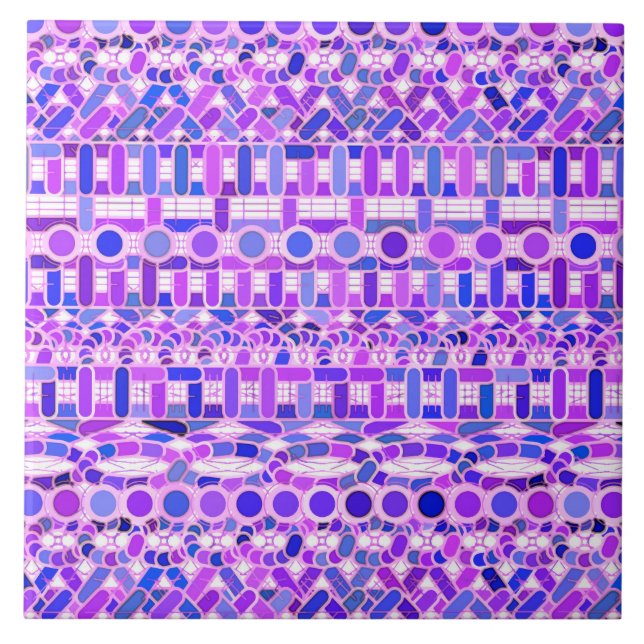Tribal Batik - shades of violet purple Tile (Front)