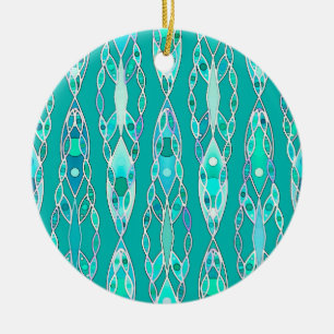 Tribal Batik - Turquoise and Aquamarine Ceramic Ornament