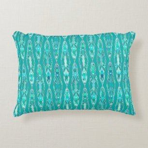 Tribal Batik - Turquoise and Aquamarine Decorative Pillow