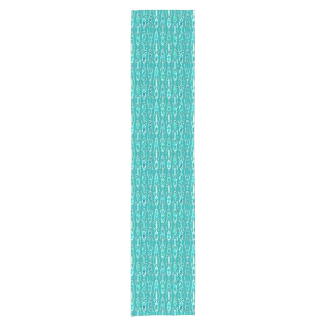 Tribal Batik - Turquoise and Aquamarine Short Table Runner (Front)
