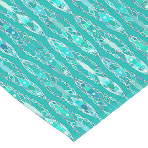Tribal Batik - Turquoise and Aquamarine Short Table Runner