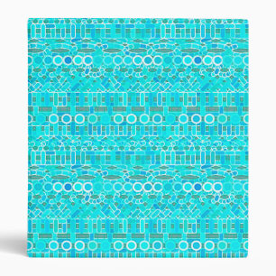 Tribal Batik - turquoise, aqua and grey Binder