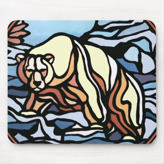 Tribal Bear Art Mousepad Stylish Wildlife Mousepad (Front)