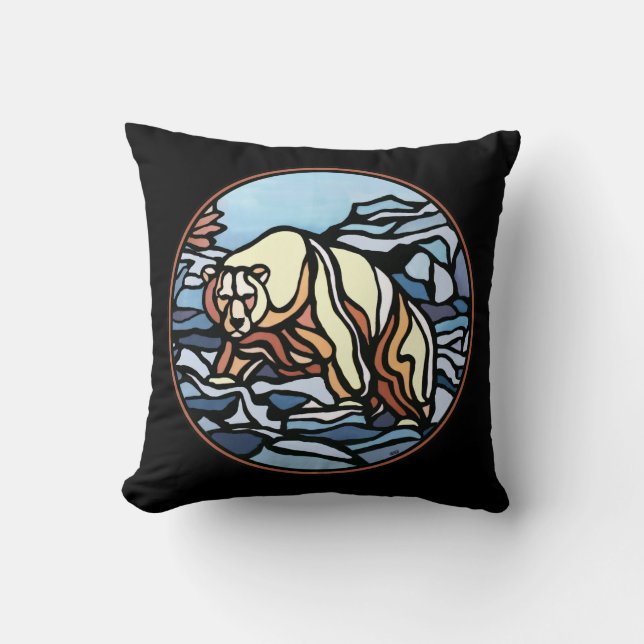 Tribal Bear Art Pillow First Nations Bears Pillow (Front)