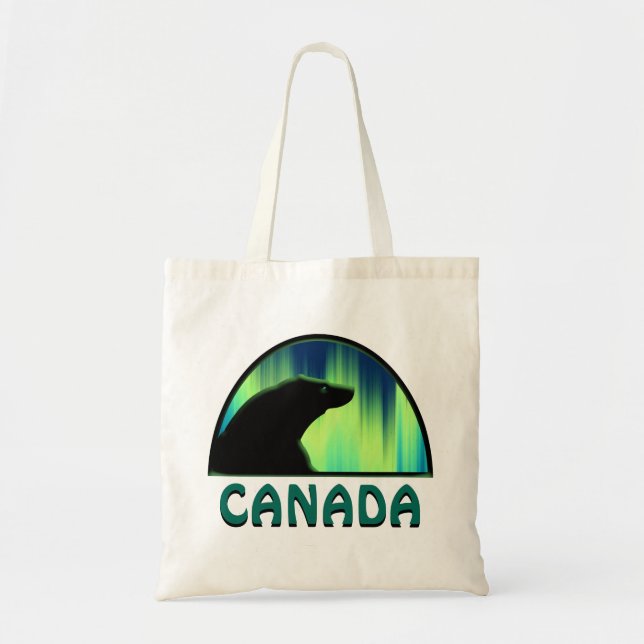 Tribal Bear Art Tote Bags Northern Lights Bear Bag (Front)