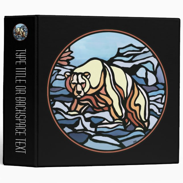 Tribal Bear Binder Native Art School Supplies (Front/Spine)