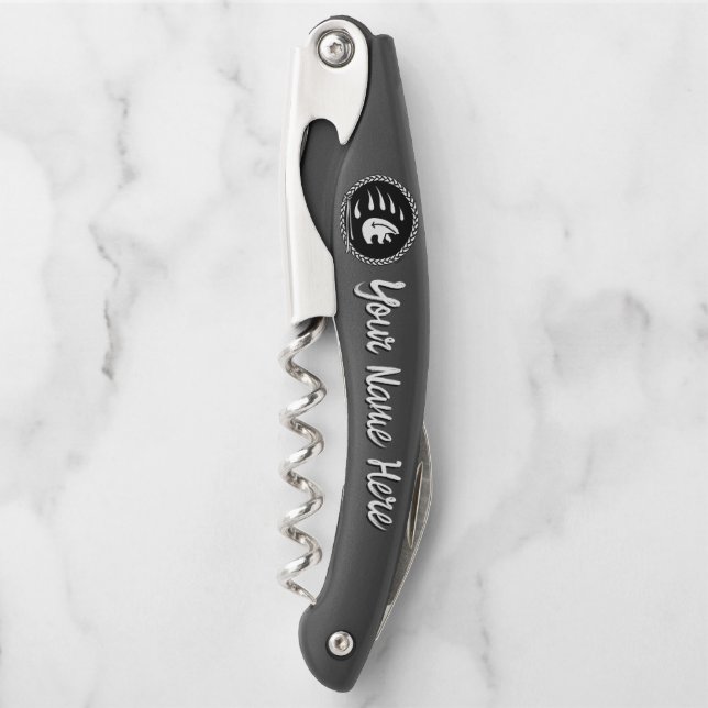 Tribal Bear Corkscrew Bear Claw Art Bottle Opener (Front)