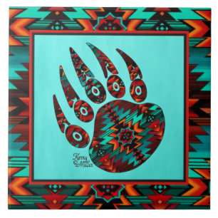 Tribal Bear Paw  Ceramic Tile