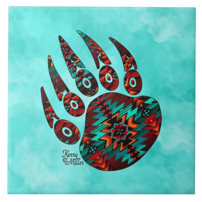 Tribal Bear Paw  Ceramic Tile (Front)