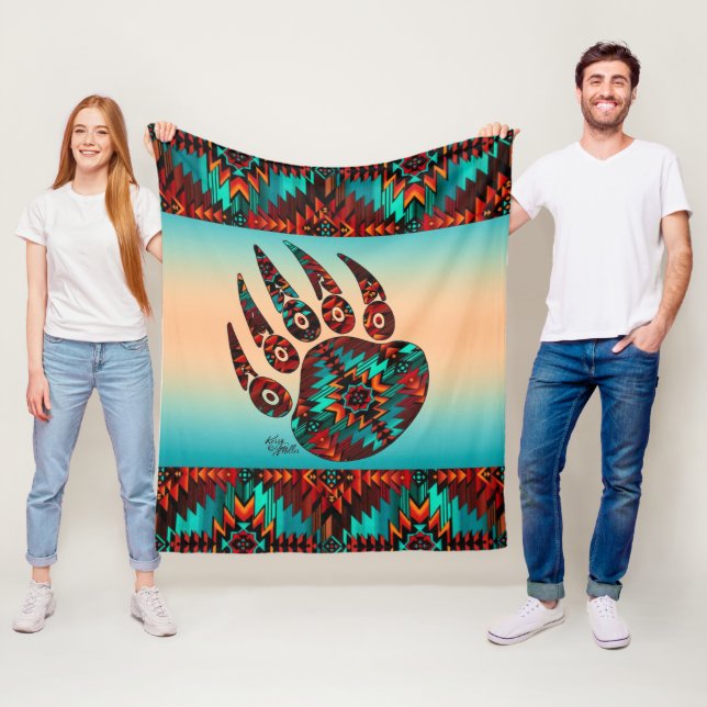 Tribal Bear Paw Fleece Blanket (In Situ)
