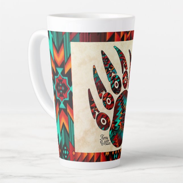 Tribal Bear Paw Latte Mug (Left Angle)