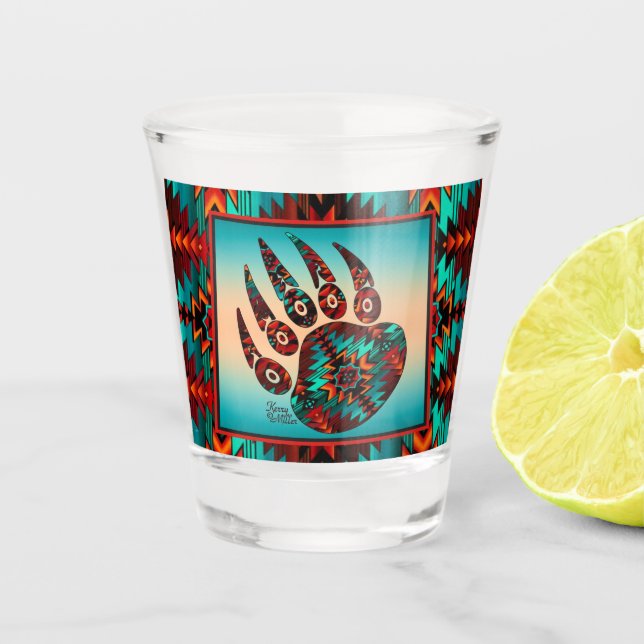 Tribal Bear Paw Shot Glass (Front)