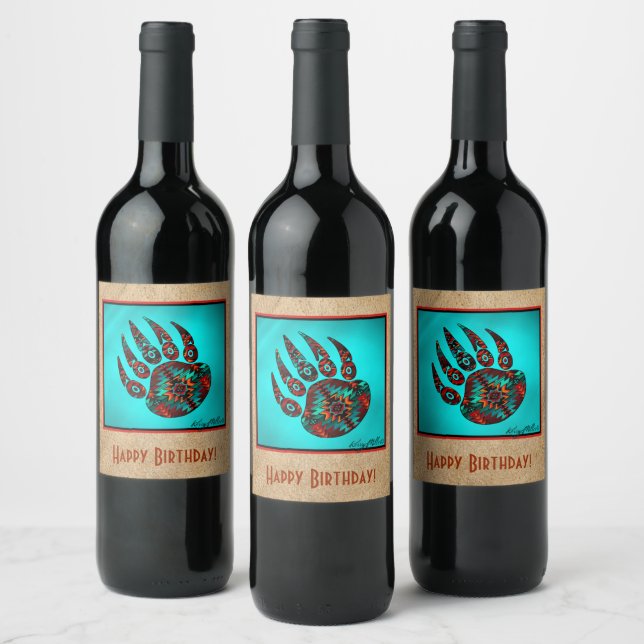 Tribal Bear Paw Wine Label (Bottles)