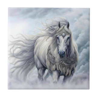 Tribal Beautiful White Horse Tile
